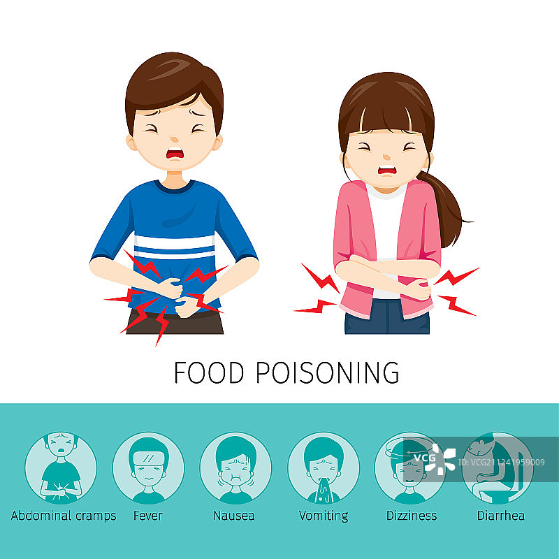男孩和女孩食物中毒导致胃痛图片素材