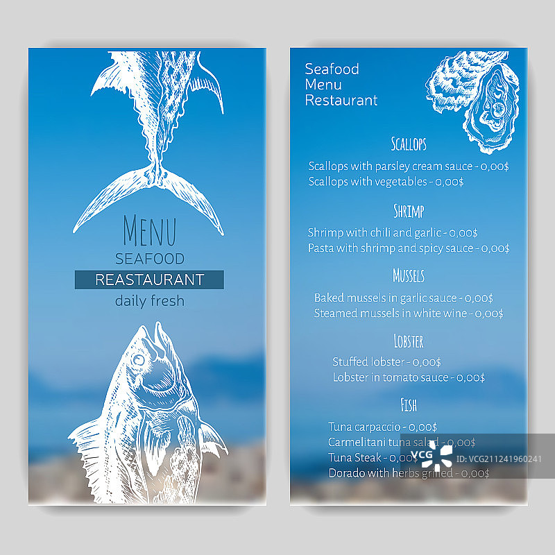 海鲜卡片草图标志图片素材