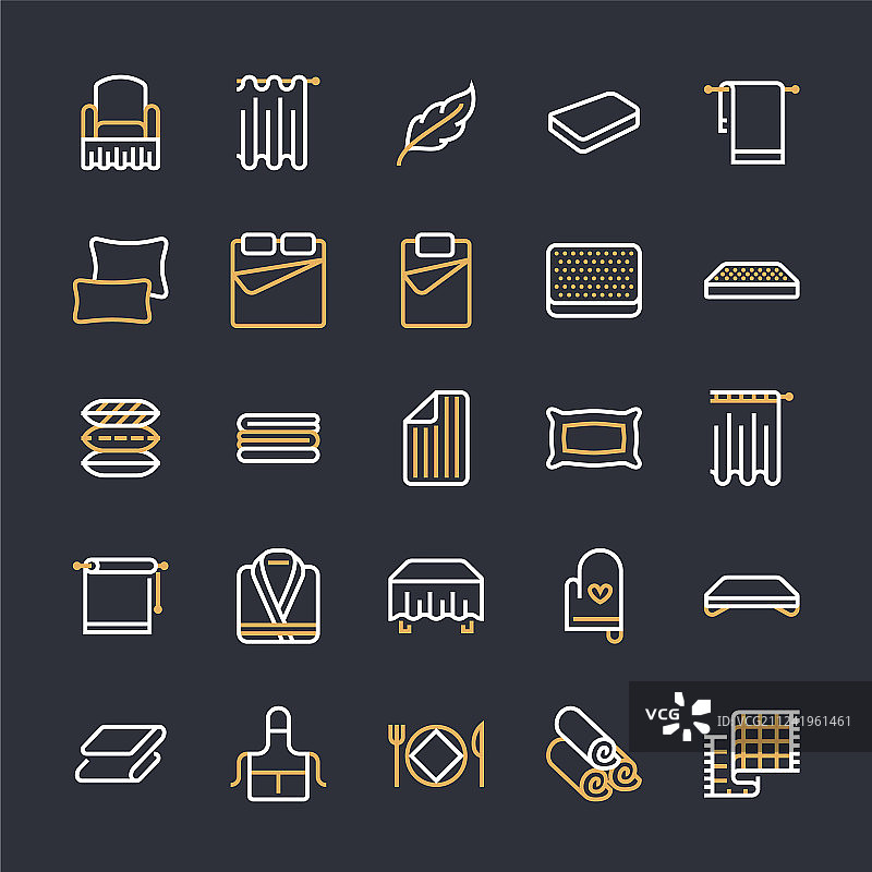 床上用品扁平线条图标，骨科床垫图片素材