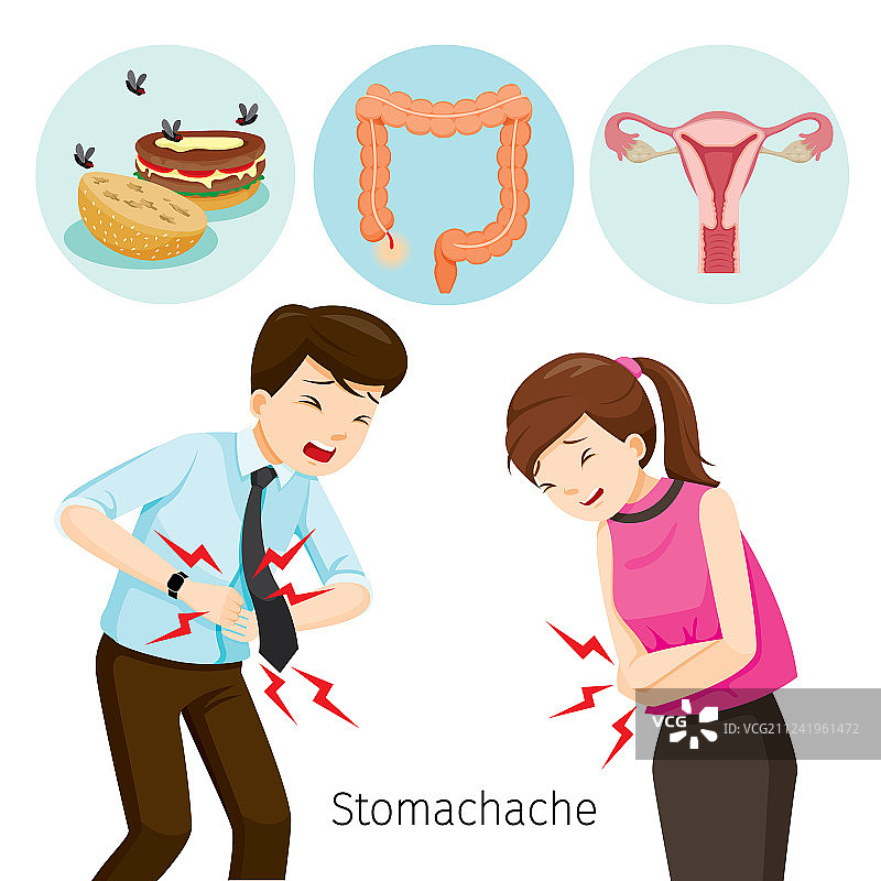 男人和女人胃痛图片素材