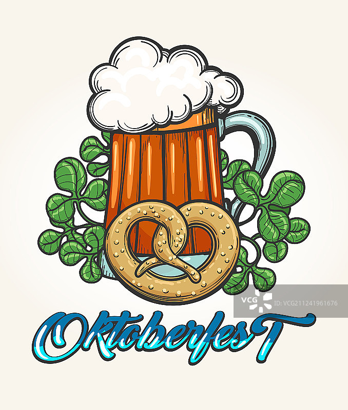 慕尼黑啤酒节手绘标志图片素材