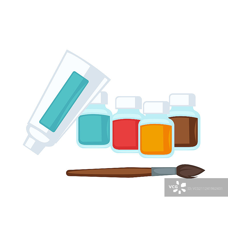 艺术家文具颜料和画笔图片素材