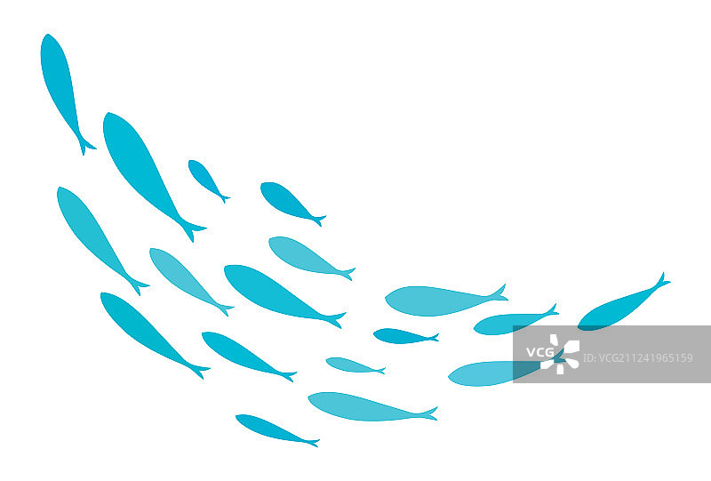 彩色鱼群剪影图片素材