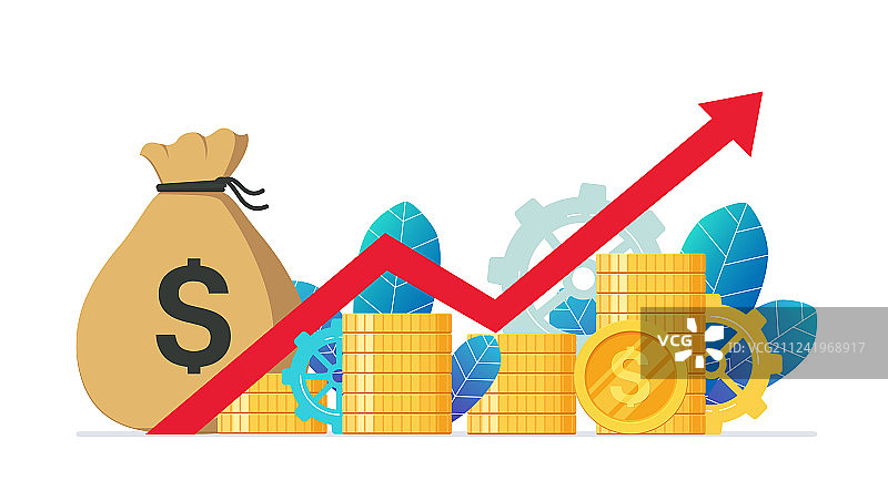 货币利润和红色经济增长图图片素材