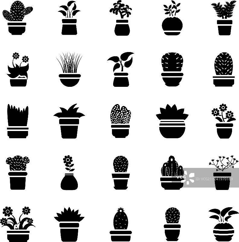 盆栽植物字形图标包图片素材