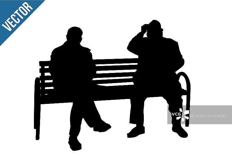 坐在公园里的两个老年人剪影图片素材