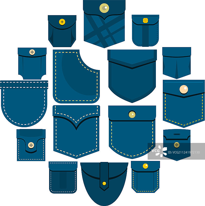 扁平风格的袖珍类型图标集图片素材