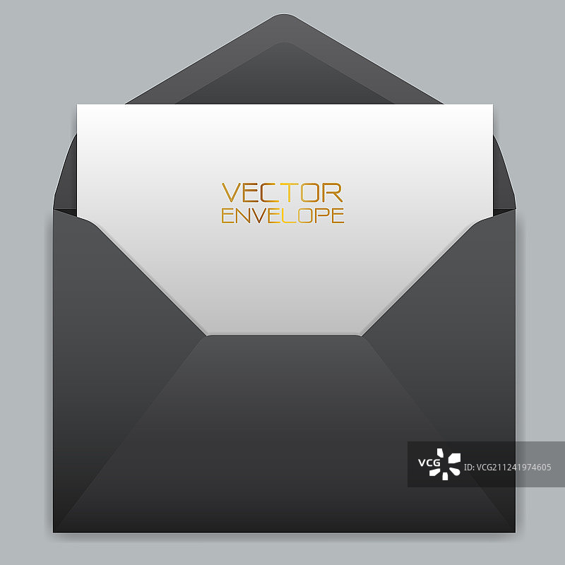 逼真的黑色信封和白色卡片图片素材