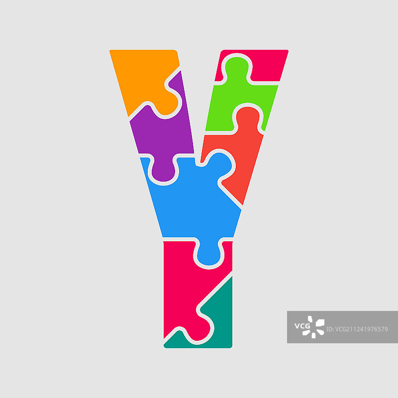 彩色拼图形状字母Y图片素材