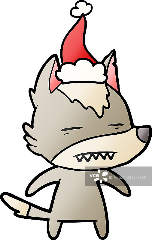 卡通狼呲牙渐变插画图片素材