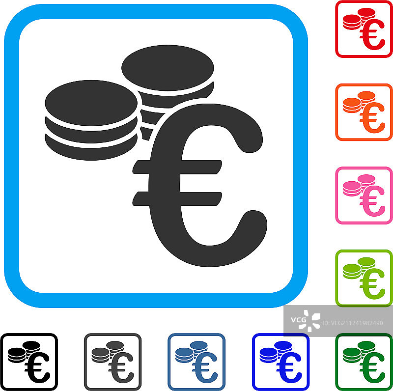 欧元硬币框架图标图片素材