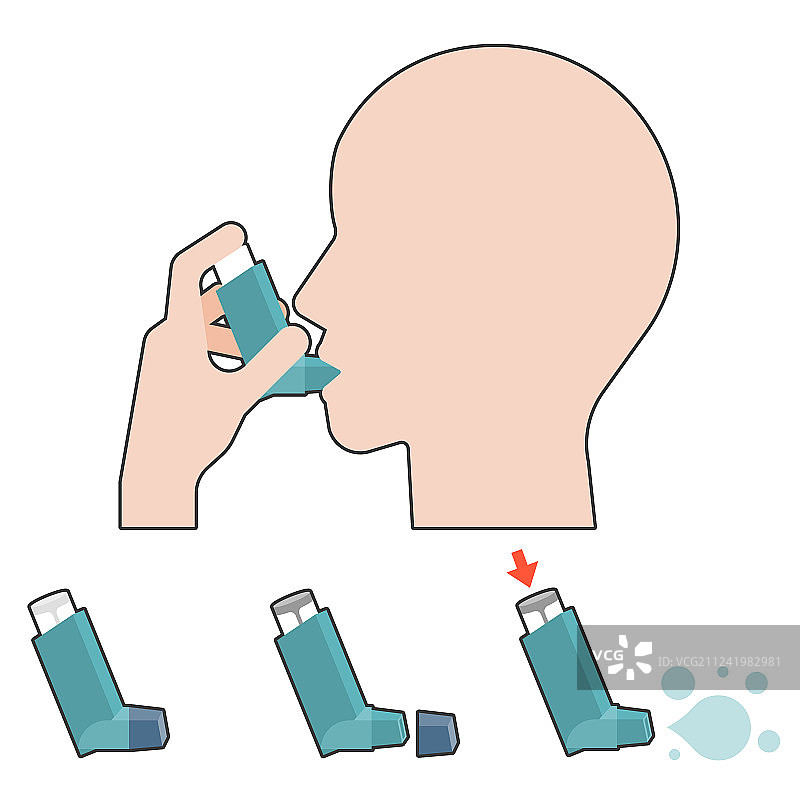 病人使用吸入器了解哮喘信息图片素材