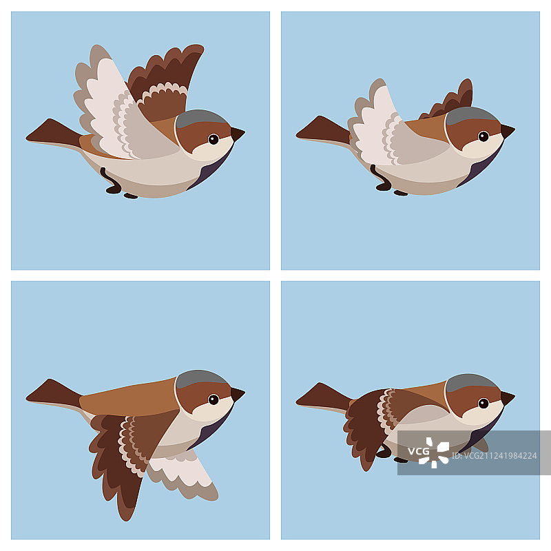 卡通飞行麻雀雄性动画图片素材