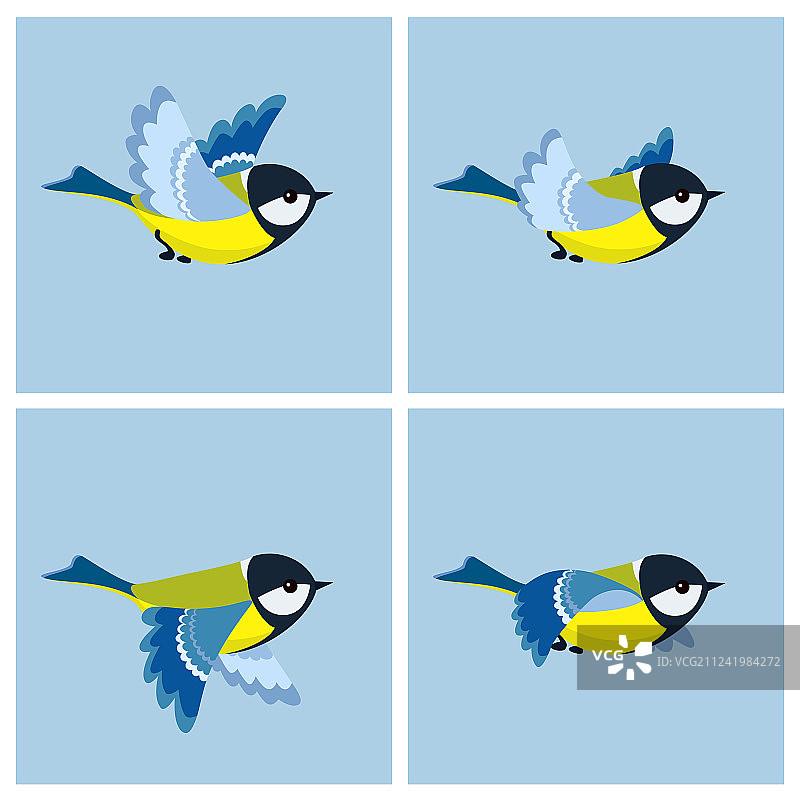 飞行中的大山雀动画精灵表图片素材