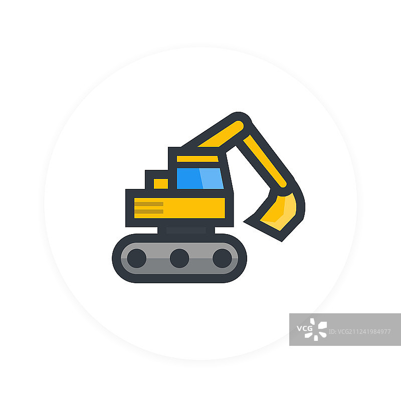 扁平风格挖掘机图标图片素材