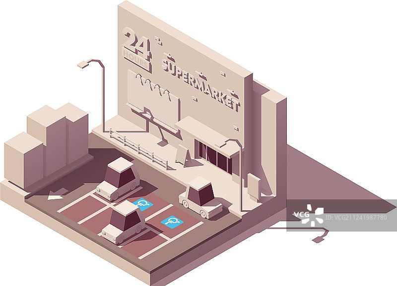 2.5D超市停车场图片素材