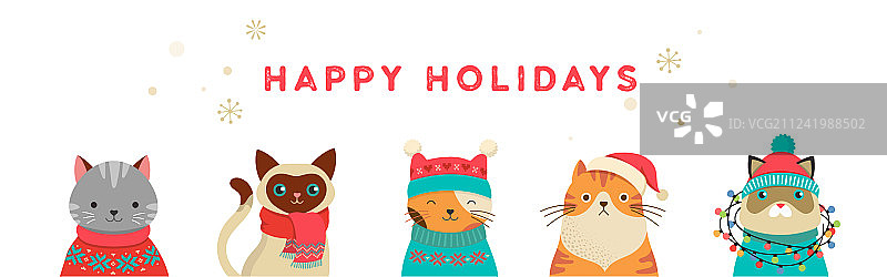 圣诞快乐可爱猫咪banner图片素材