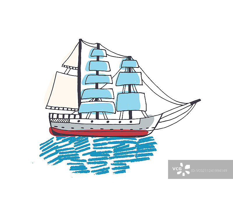 华丽的帆船绘画图片素材
