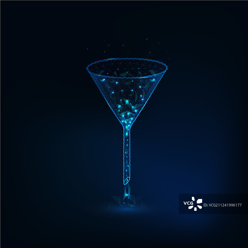 化学或医疗发光漏斗低角度图图片素材