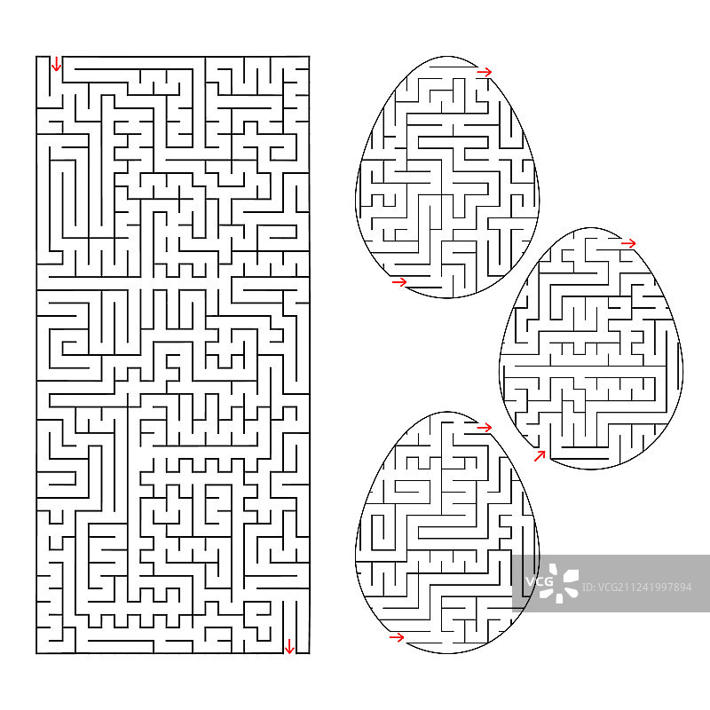 一组鸡蛋形状的迷宫图片素材