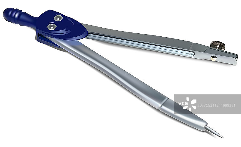 蓝色绘图圆规图片素材