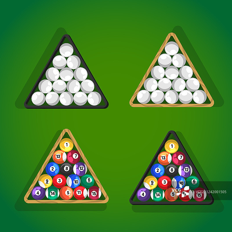 绿色的台球桌上的三角台球图片素材