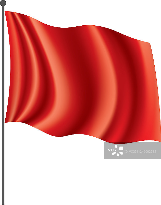 白色背景上飘扬的红旗图片素材