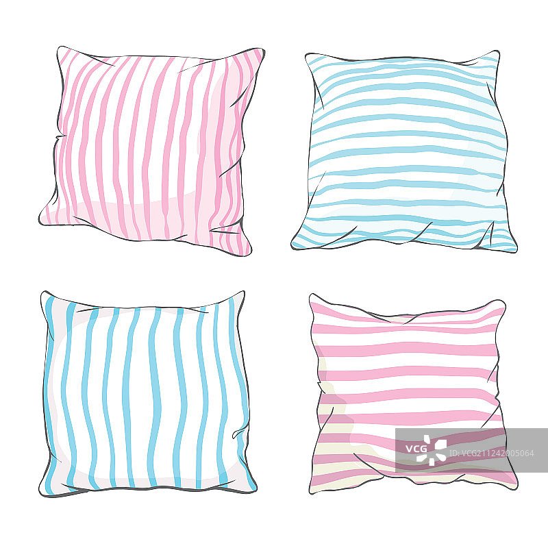 枕头艺术素描，白色隔离枕头图片素材