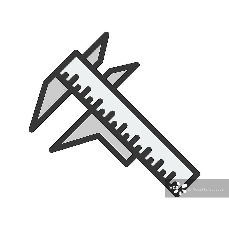 游标卡尺填充轮廓图标，木工和图片素材