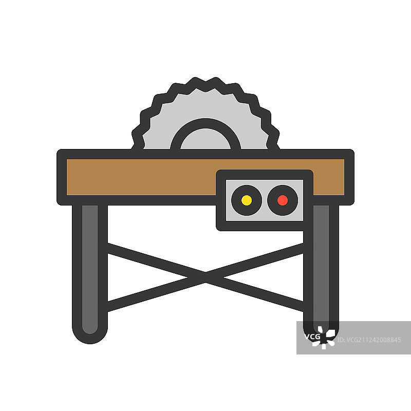 木匠用台锯切割轮廓图标图片素材