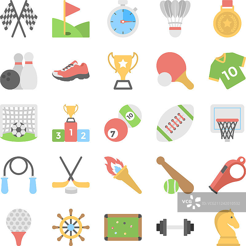 体育和游戏彩色扁平图标1图片素材