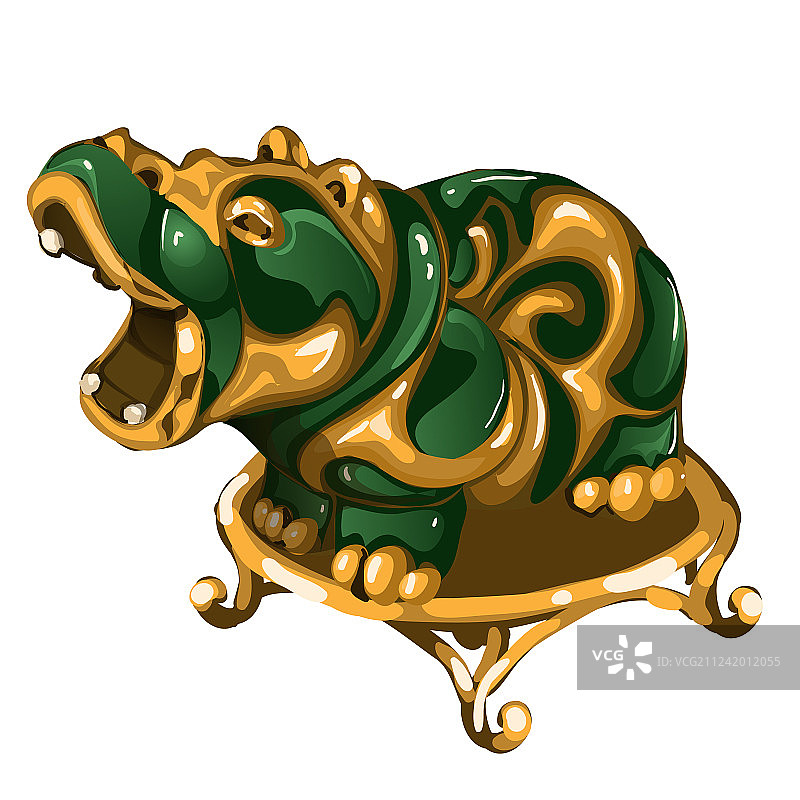 白色背景上的玉石河马雕像图片素材