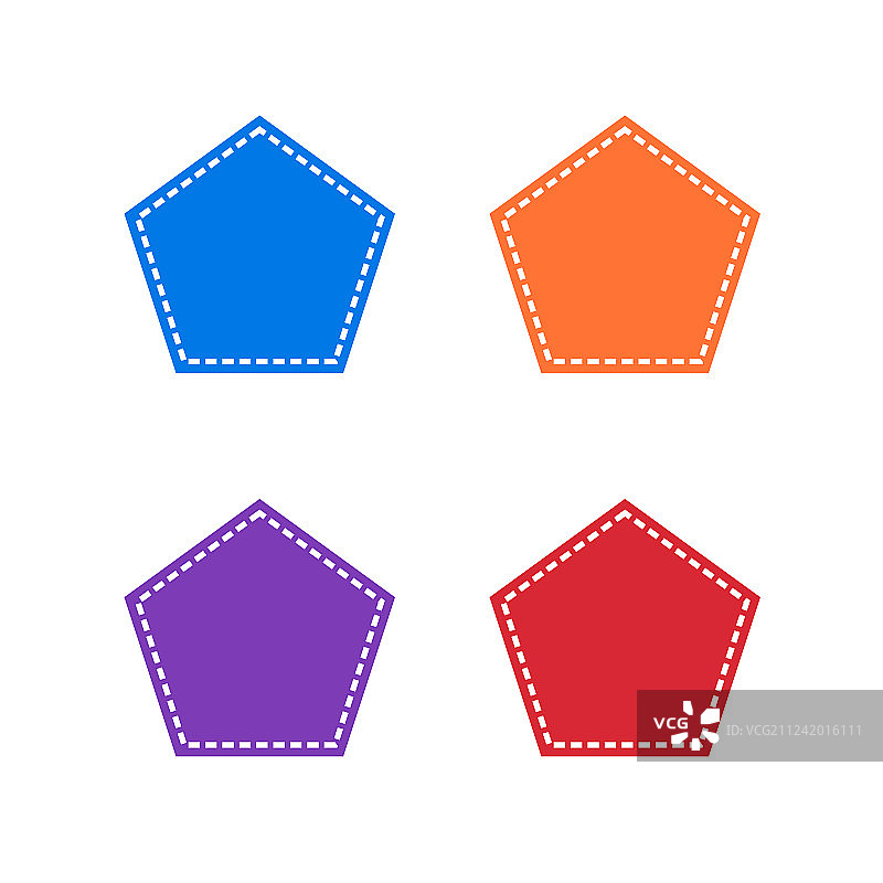 彩色缝线五边形图案套装图片素材