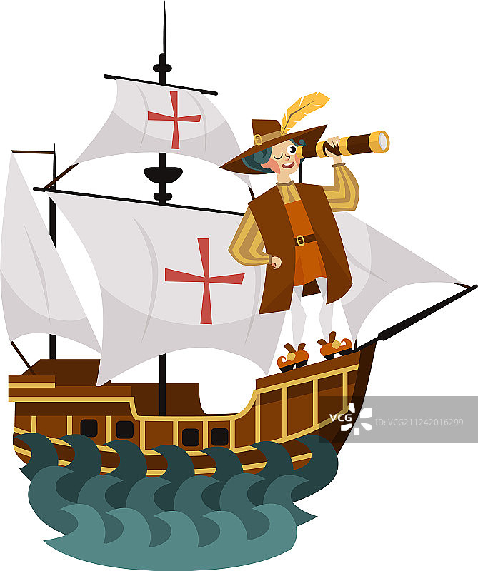 哥伦布日海报，哥伦布眺望图片素材