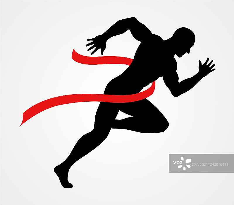 冲过终点线的短跑运动员轮廓图片素材