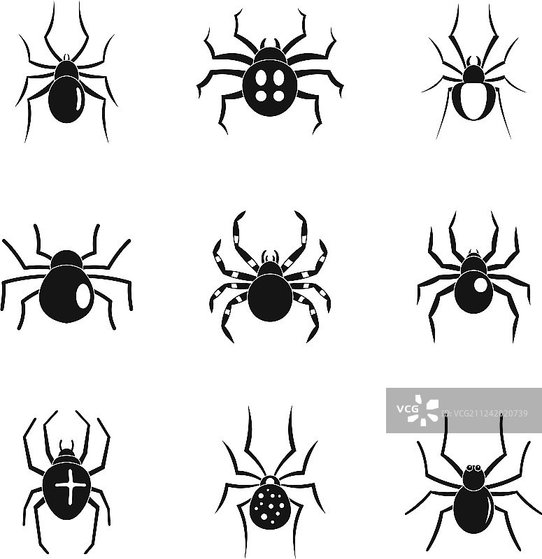 蜘蛛、虫子、毛毛虫图标集（简约风格）图片素材