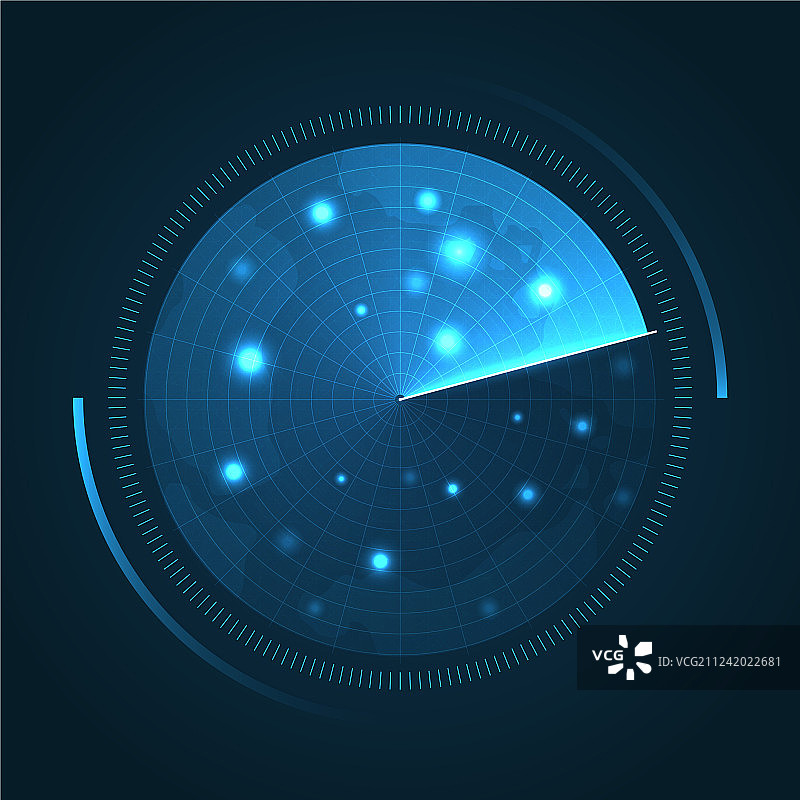 带有扫描雷达屏幕的声纳显示器图片素材