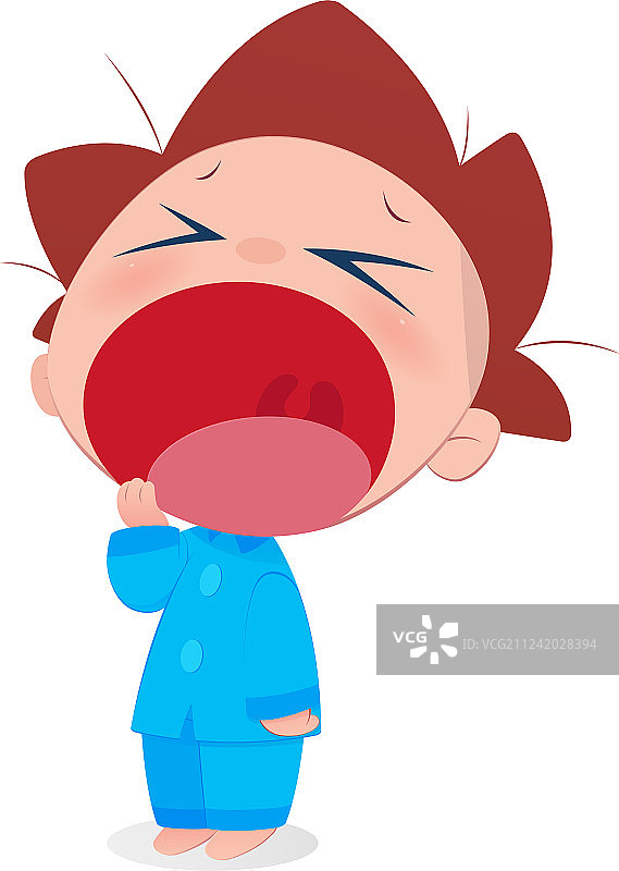 醒来打哈欠的小男孩图片素材