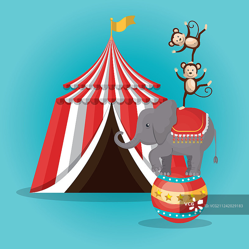 猴子和大象马戏团表演图片素材