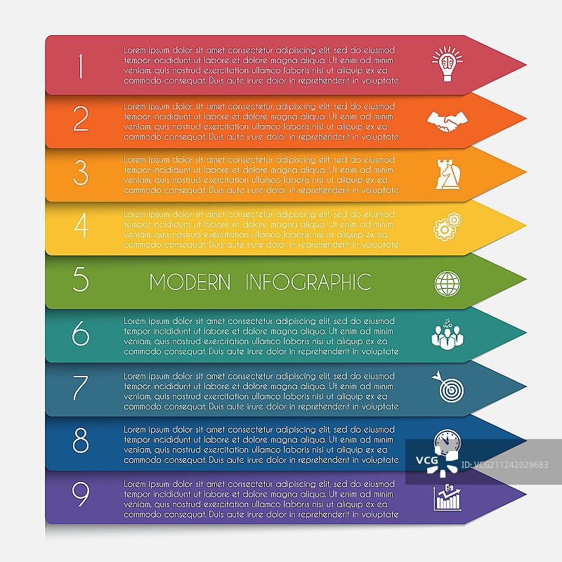 彩色箭头横向信息图表模板图片素材
