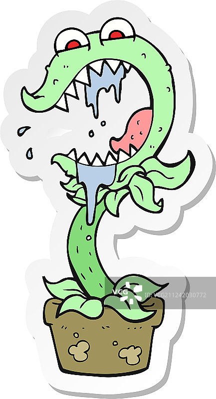 卡通食肉植物贴纸图片素材