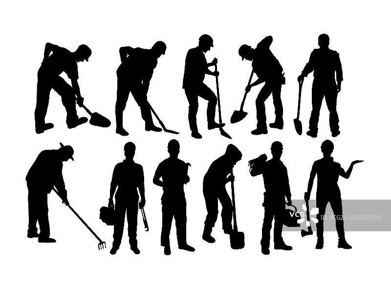 工人活动剪影图片素材