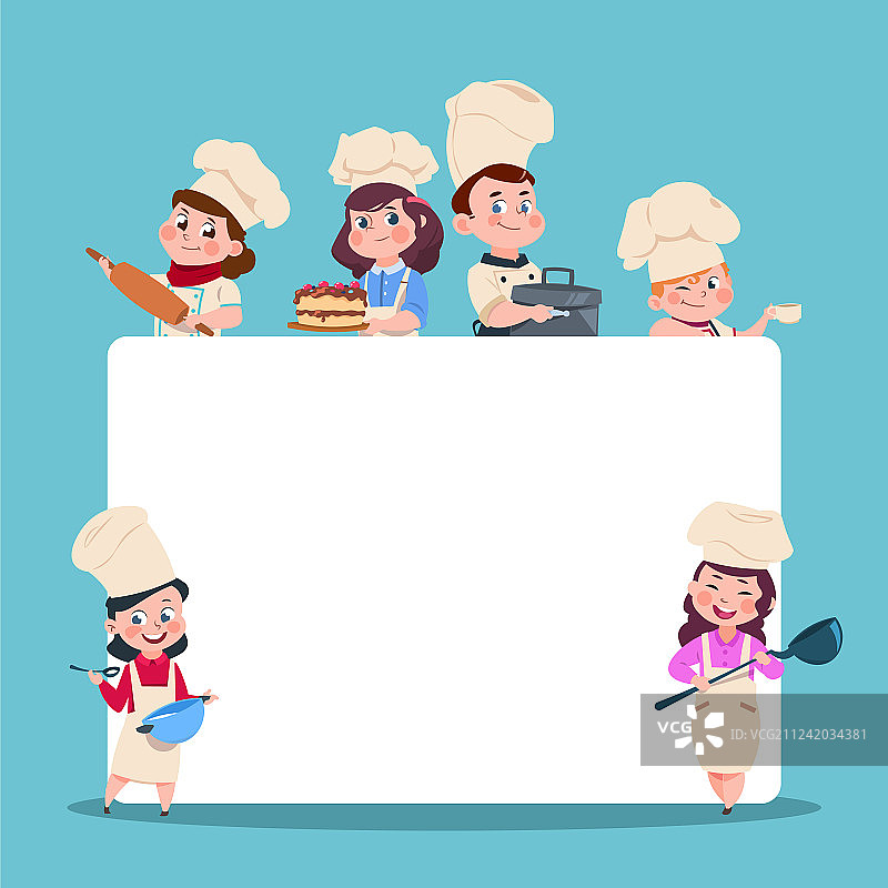 卡通儿童厨师与大的空白图片素材