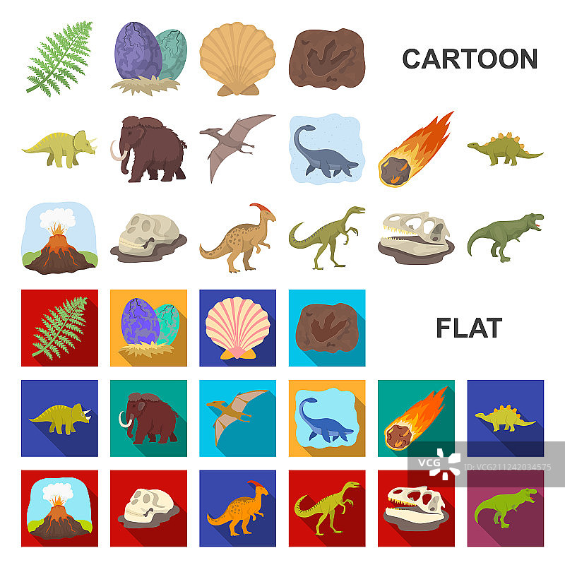 不同恐龙卡通图标合集图片素材