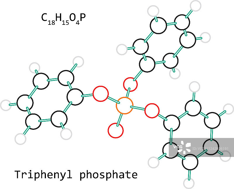 磷酸三苯酯分子结构（C18H15O4P）图片素材