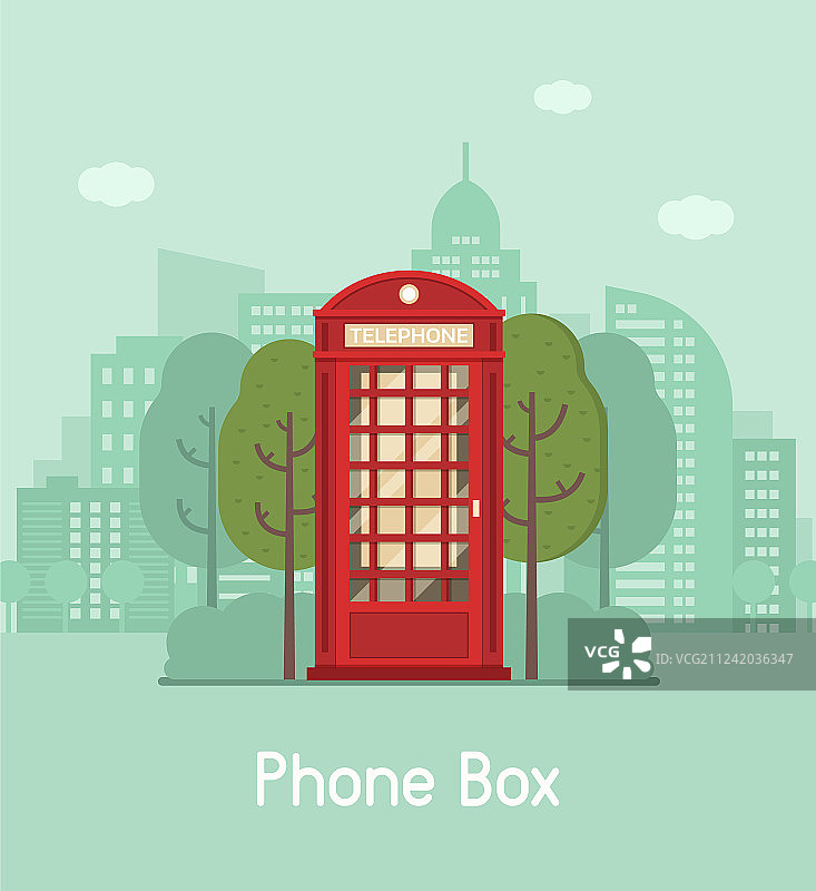 现代城市中的红色电话亭图片素材