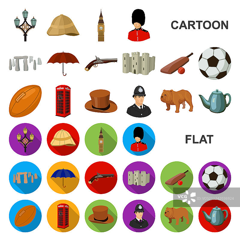 英国乡村卡通图标合集图片素材