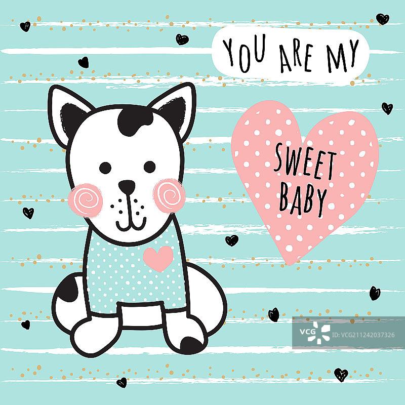 可爱的狗狗卡片图片素材