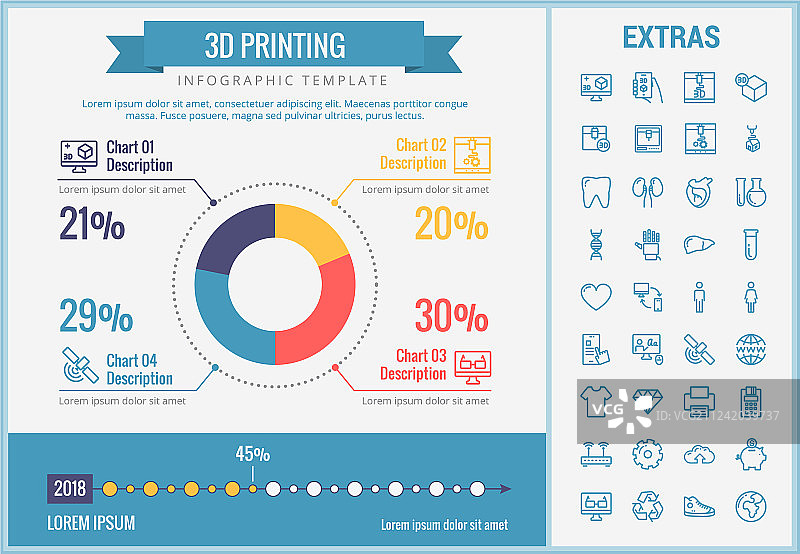 3D打印信息图表模板和元素图片素材