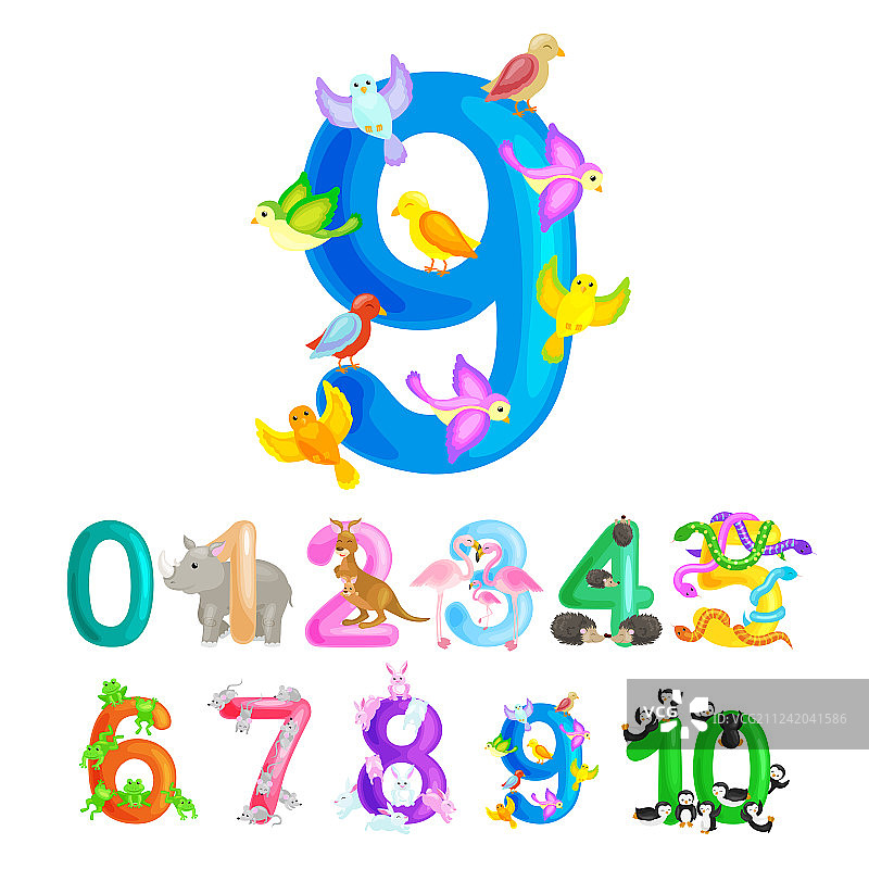 用于儿童计数的序数9图片素材